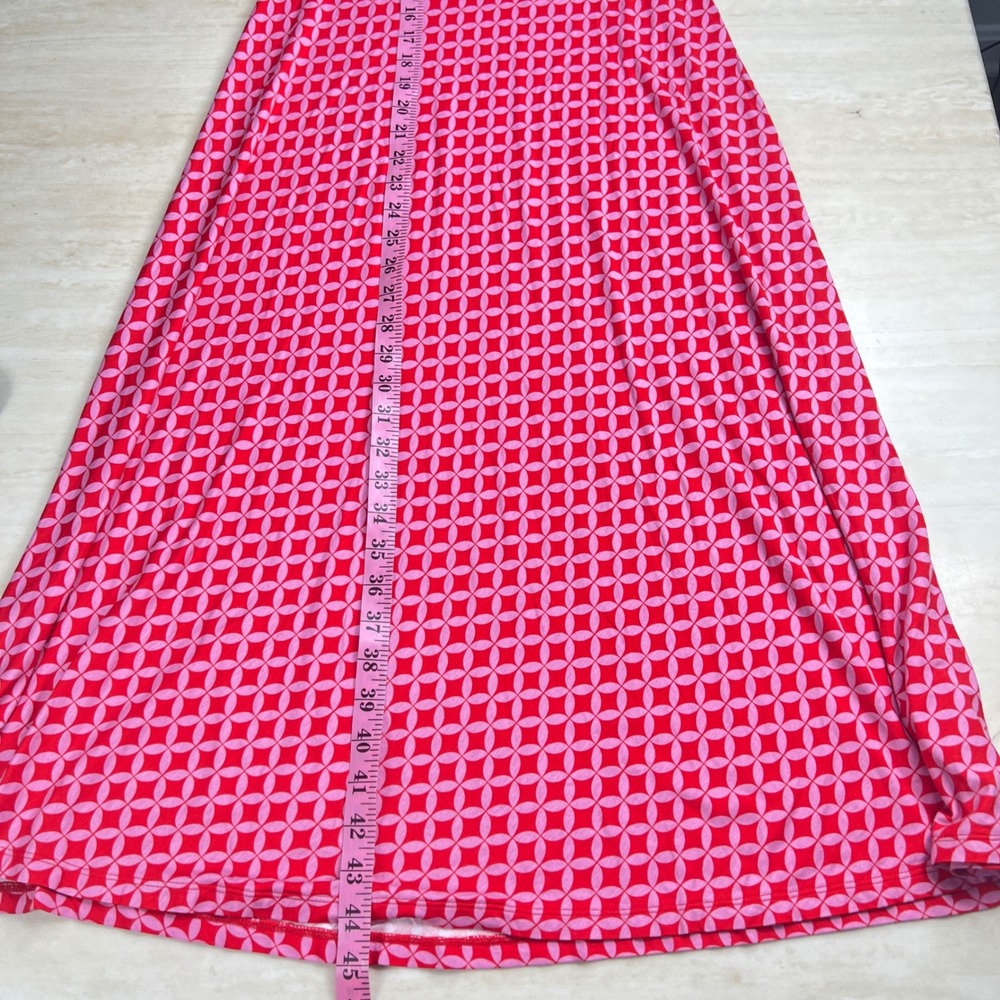 Boden Pink Red Geometric Maxi Dress V-Neck Jersey D0581 Womens 6P - Picture 9 of 10